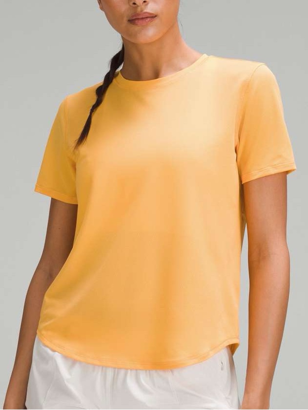 Lululemon High Neck Run & Train Tee Classic Fit Size 8 Mango Dream